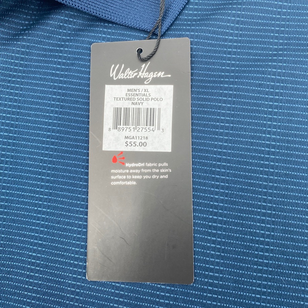 NEW Walter Hagen Essentials Polo Shirt Mens Extra Large Navy Blue Textured Golf - Picture 6 of 11